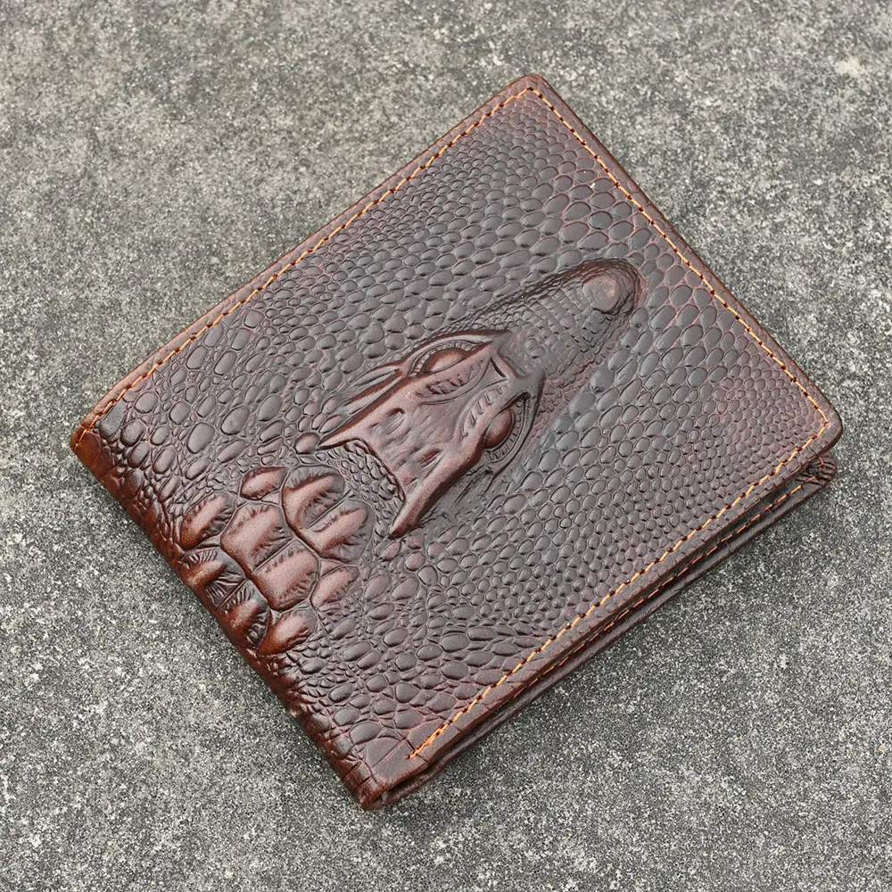 Crocodile Pattern Wallet Men Genuine Leather Small  Short Men Wallets Credit Card Holders Coin Pocket Purse Alligator