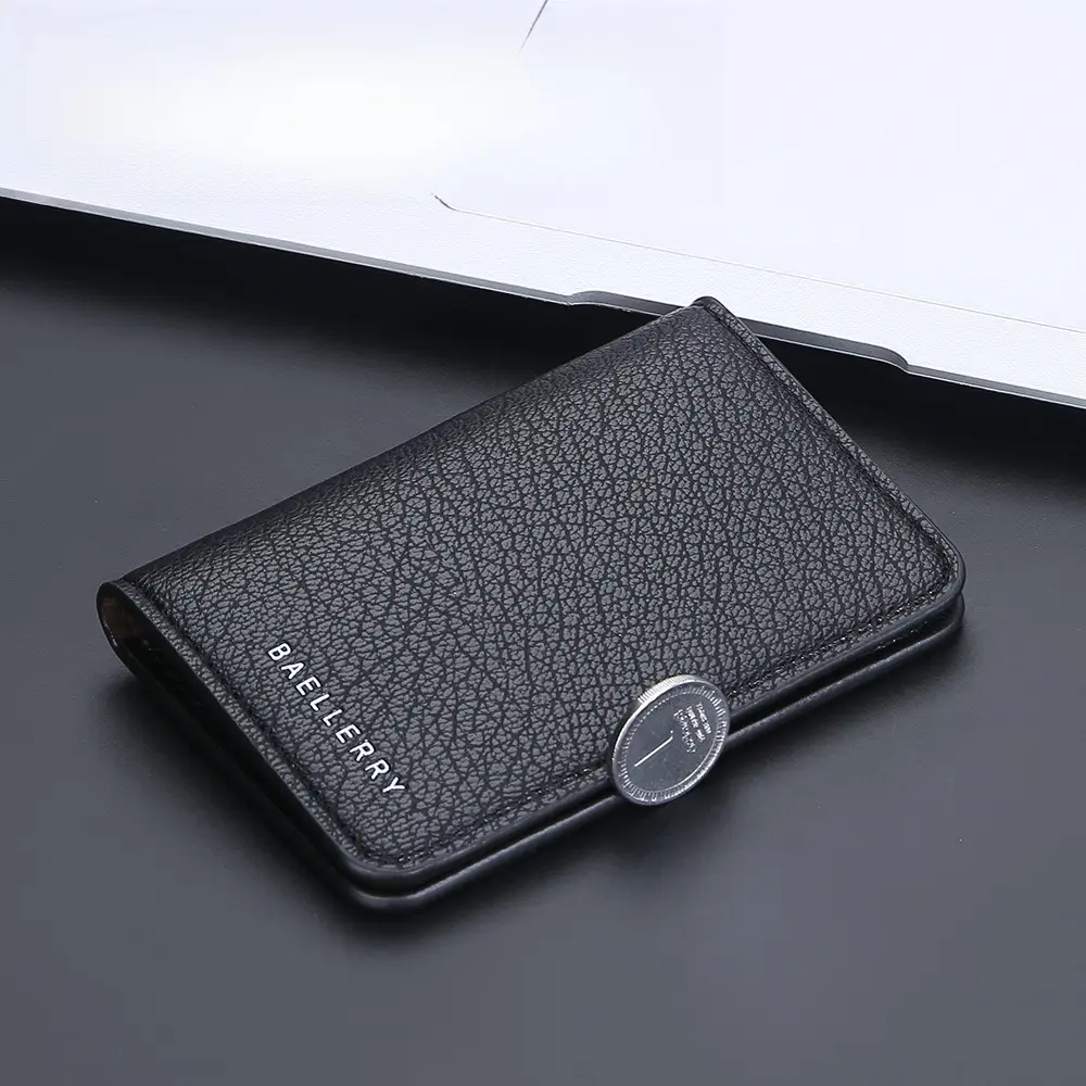 New Pu Leather Men's Card Wallet Travel Organizer Multi-card Position Short Bag Portable Business Card Clip Holder