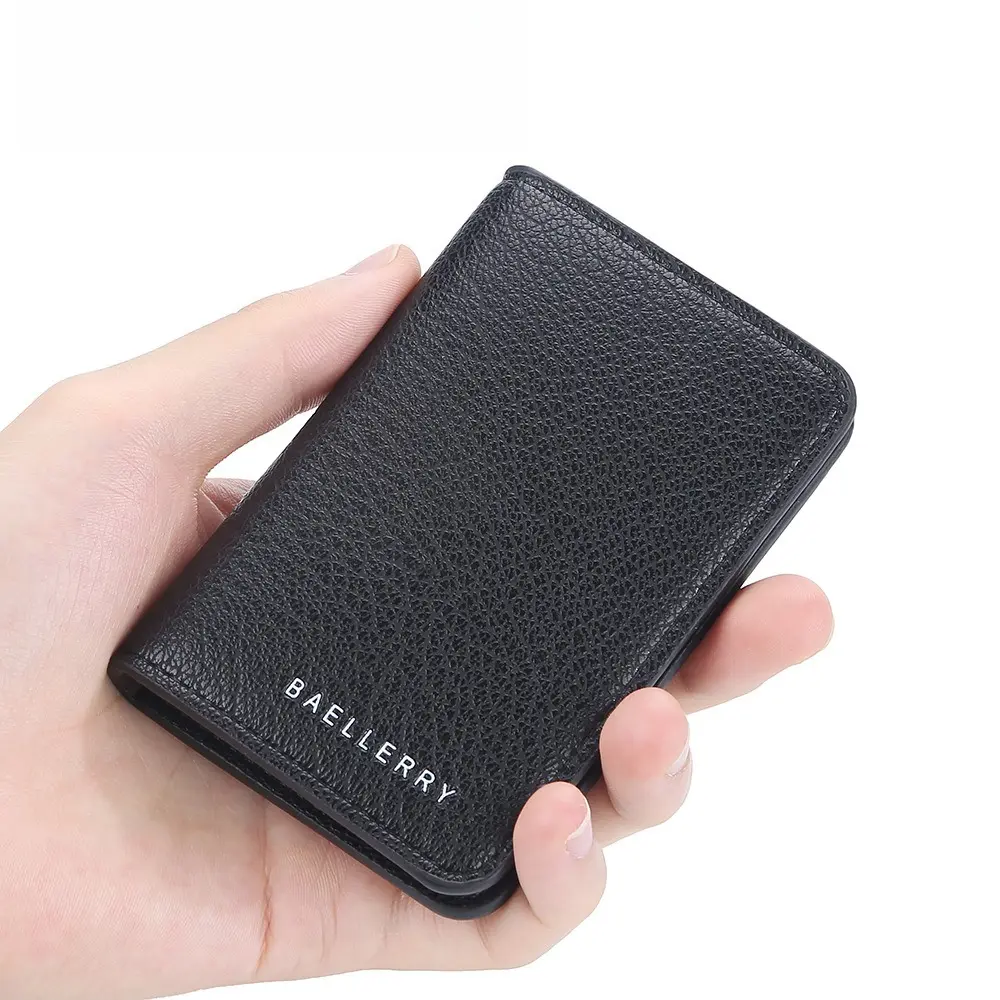 New Pu Leather Men's Card Wallet Travel Organizer Multi-card Position Short Bag Portable Business Card Clip Holder