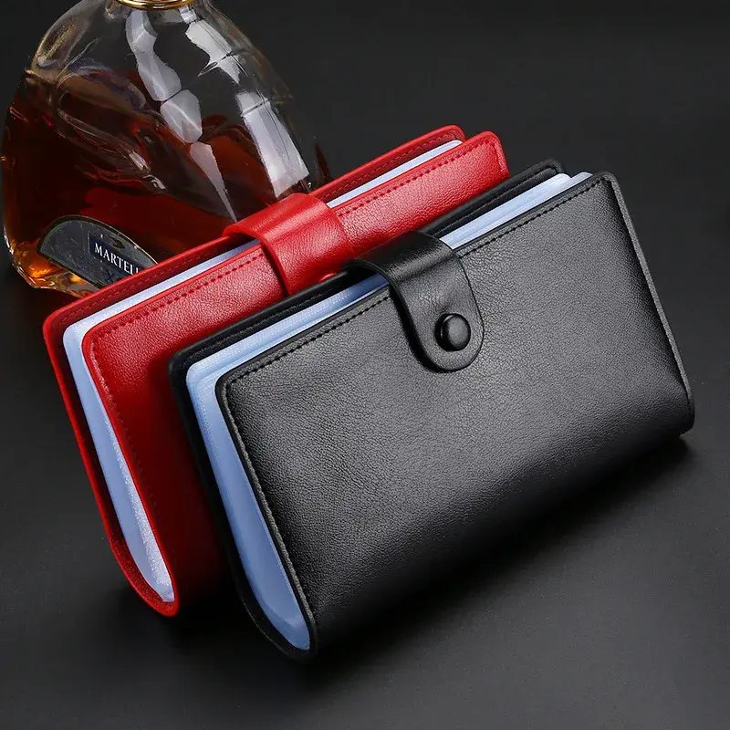 Extra Large Capacity Leather Card Holder Men Long Style Multi-card Slot Case Leather Credit Card Document Bag Korean Style
