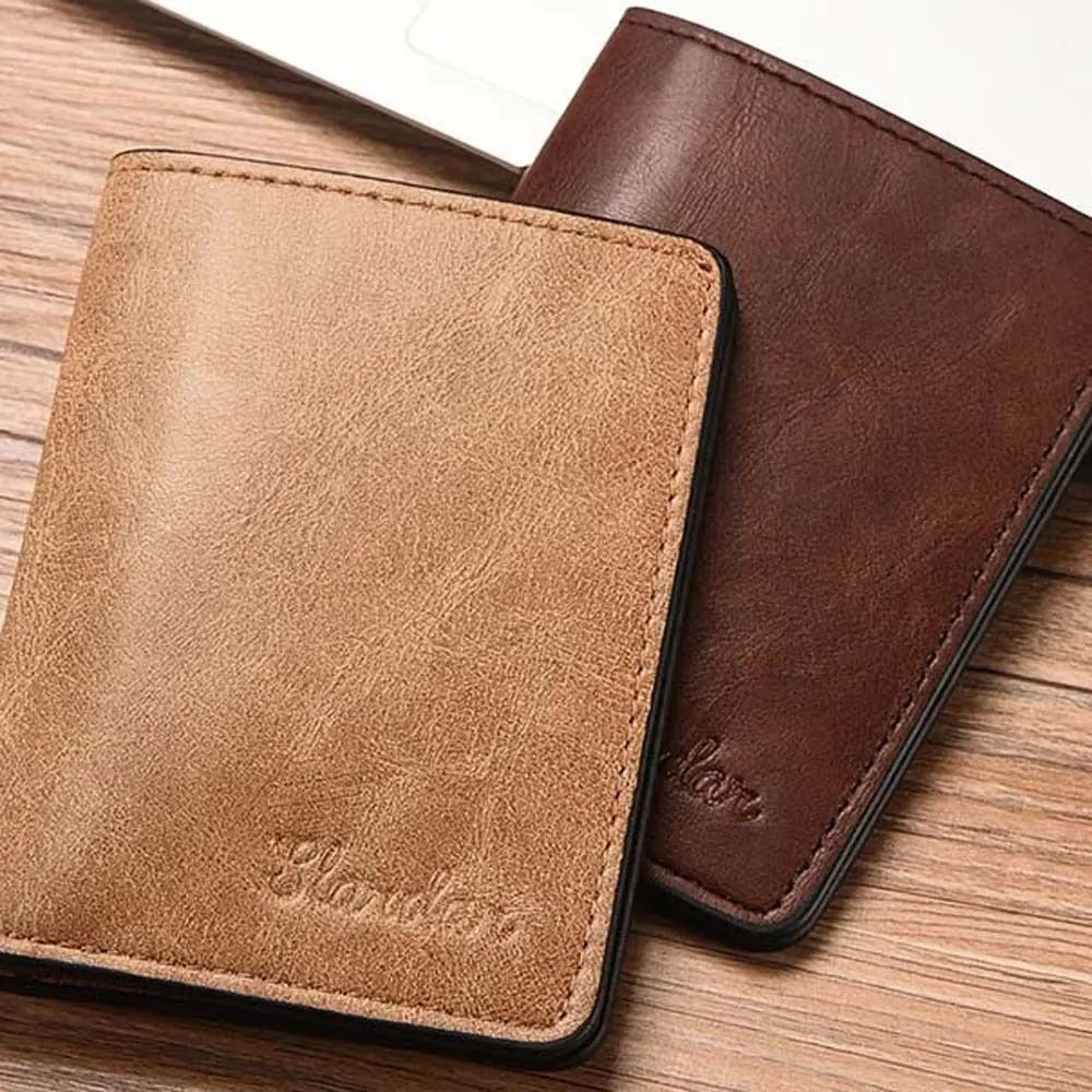 Small Wallet Men PU Leather Purses Mini Wallets Black Brown  Card Holder