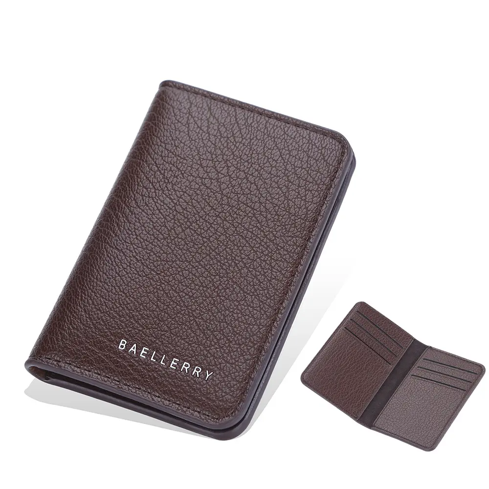 New Pu Leather Men's Card Wallet Travel Organizer Multi-card Position Short Bag Portable Business Card Clip Holder