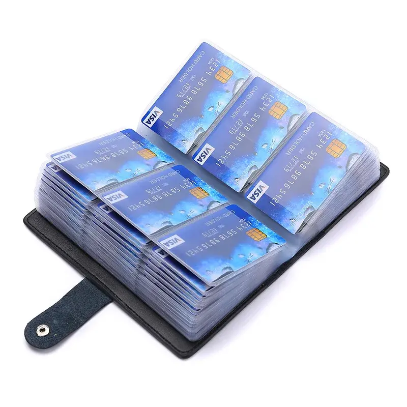 Extra Large Capacity Leather Card Holder Men Long Style Multi-card Slot Case Leather Credit Card Document Bag Korean Style