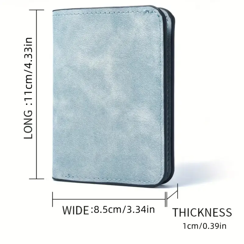 Men's Slim Wallet with Multiple Card Slots & ID Holder - Stylish Black Faux Leather, Portable Design