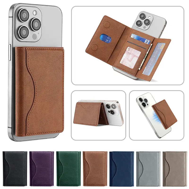 Men Magsafe Card Holder Unisex PU Leather Magnetic Cardholder Card Bag Wallet for Apple for IPhone 16 15 14 13 12 Pro Max Mini