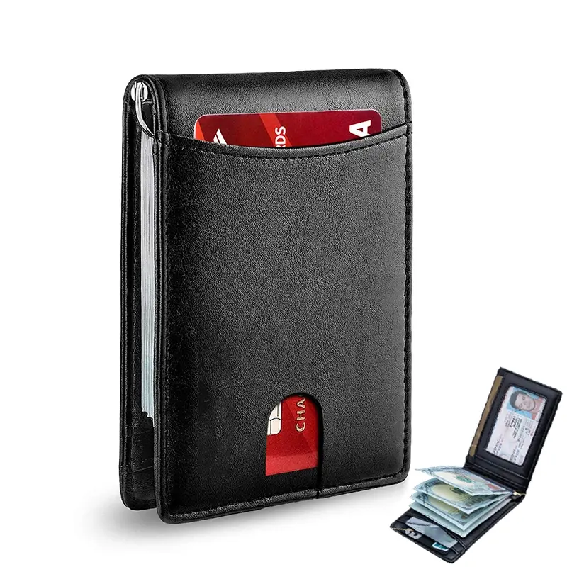 Rfid Genuine Leather Men Wallets Money Bag Slim Thin Card Holder Wallet Carbon Fiber Male Small Short Purse Black Walet Billfold