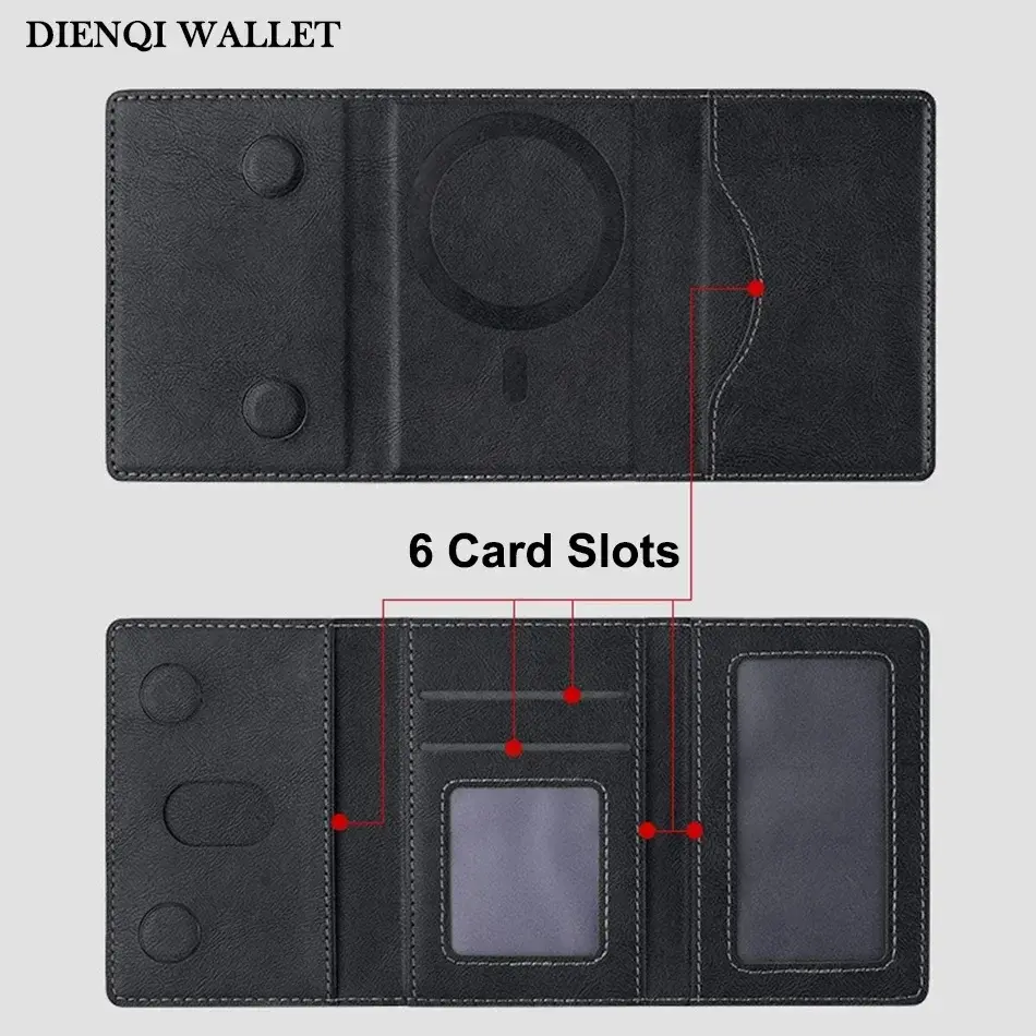 Men Magsafe Card Holder Unisex PU Leather Magnetic Cardholder Card Bag Wallet for Apple for IPhone 16 15 14 13 12 Pro Max Mini