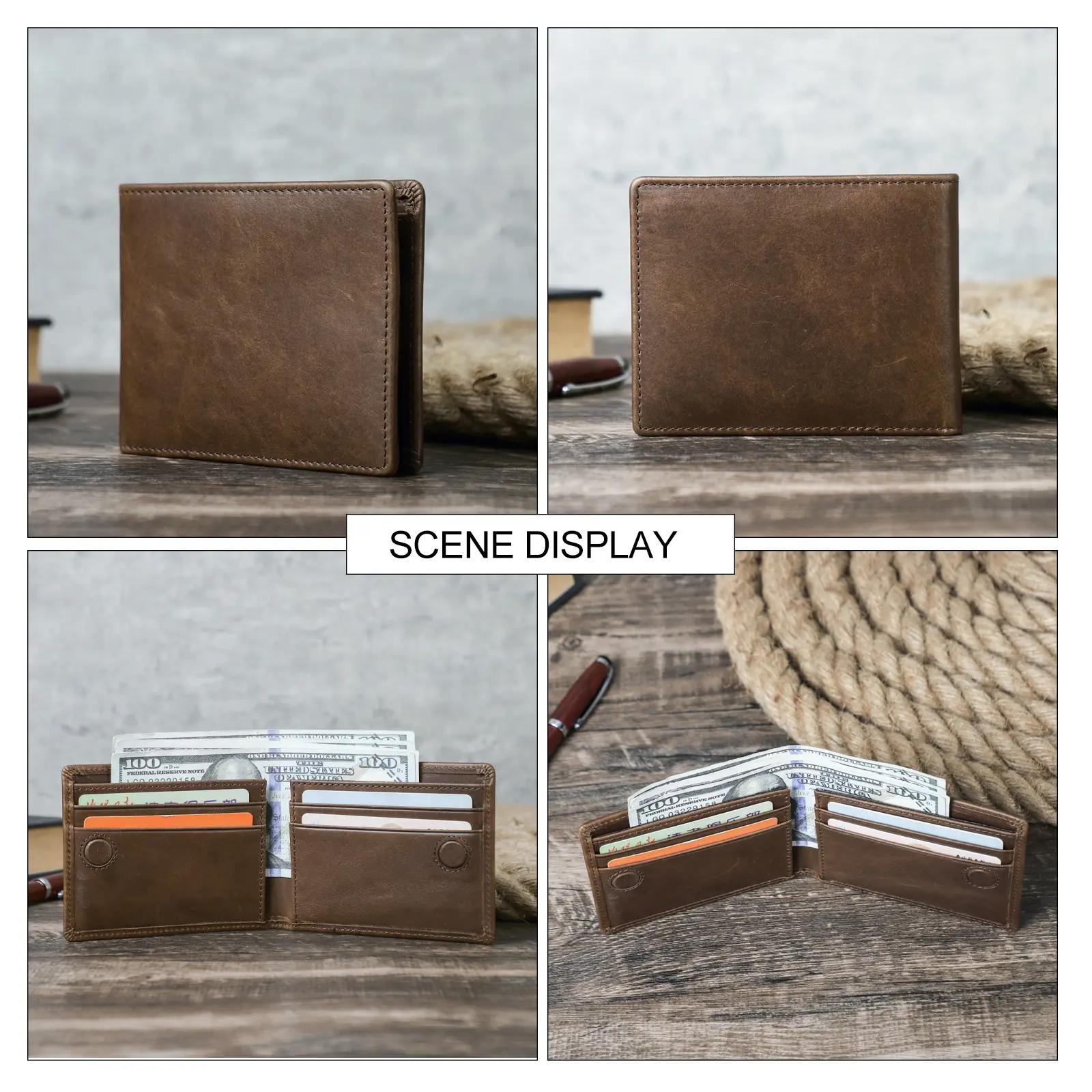 Genuine Leather Small Wallet for Men Casual Card Holder Slim Wallets Bifold Design Male Purse Luxury Money Bag Mini Wallet Thin