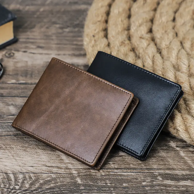 Genuine Leather Small Wallet for Men Casual Card Holder Slim Wallets Bifold Design Male Purse Luxury Money Bag Mini Wallet Thin