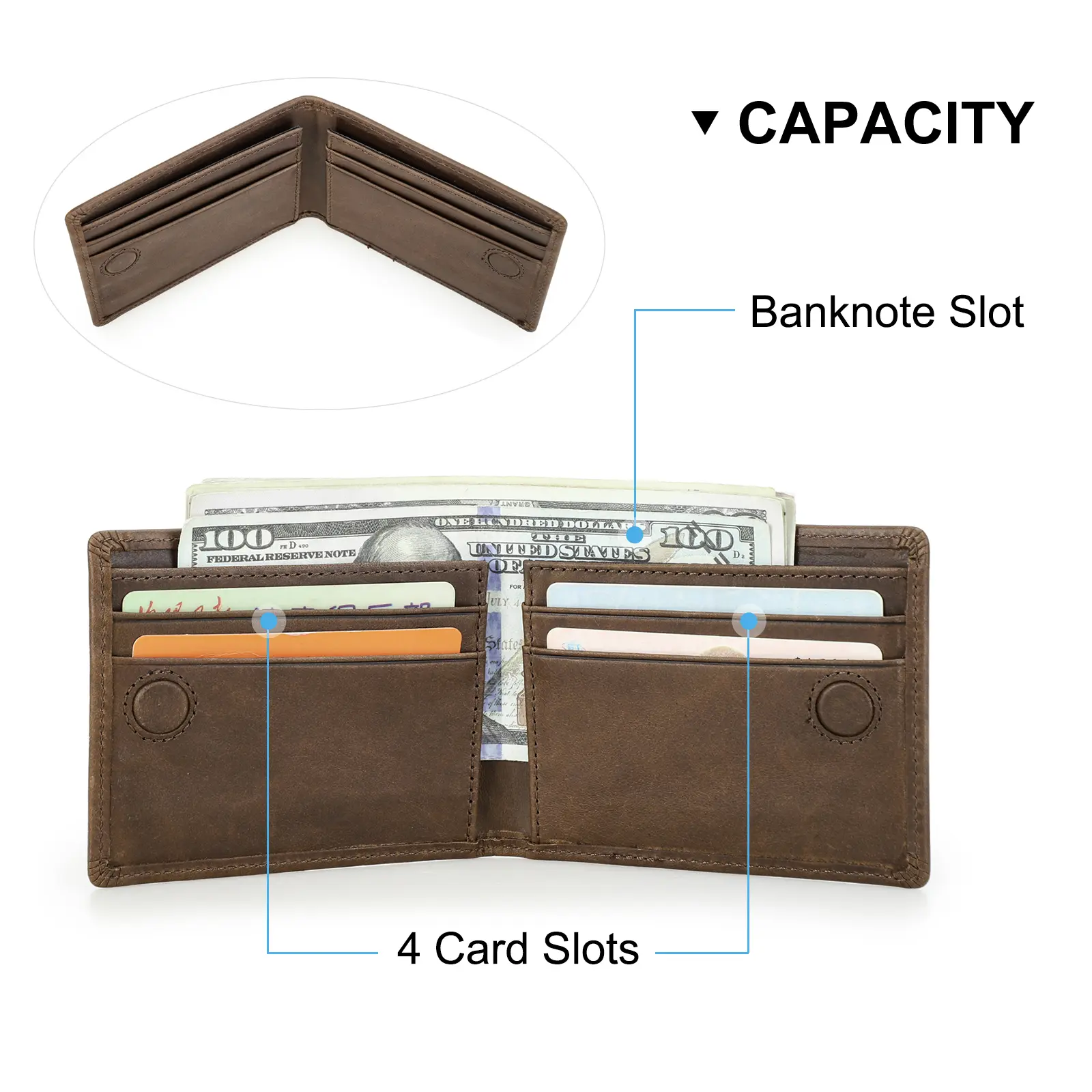 Genuine Leather Small Wallet for Men Casual Card Holder Slim Wallets Bifold Design Male Purse Luxury Money Bag Mini Wallet Thin