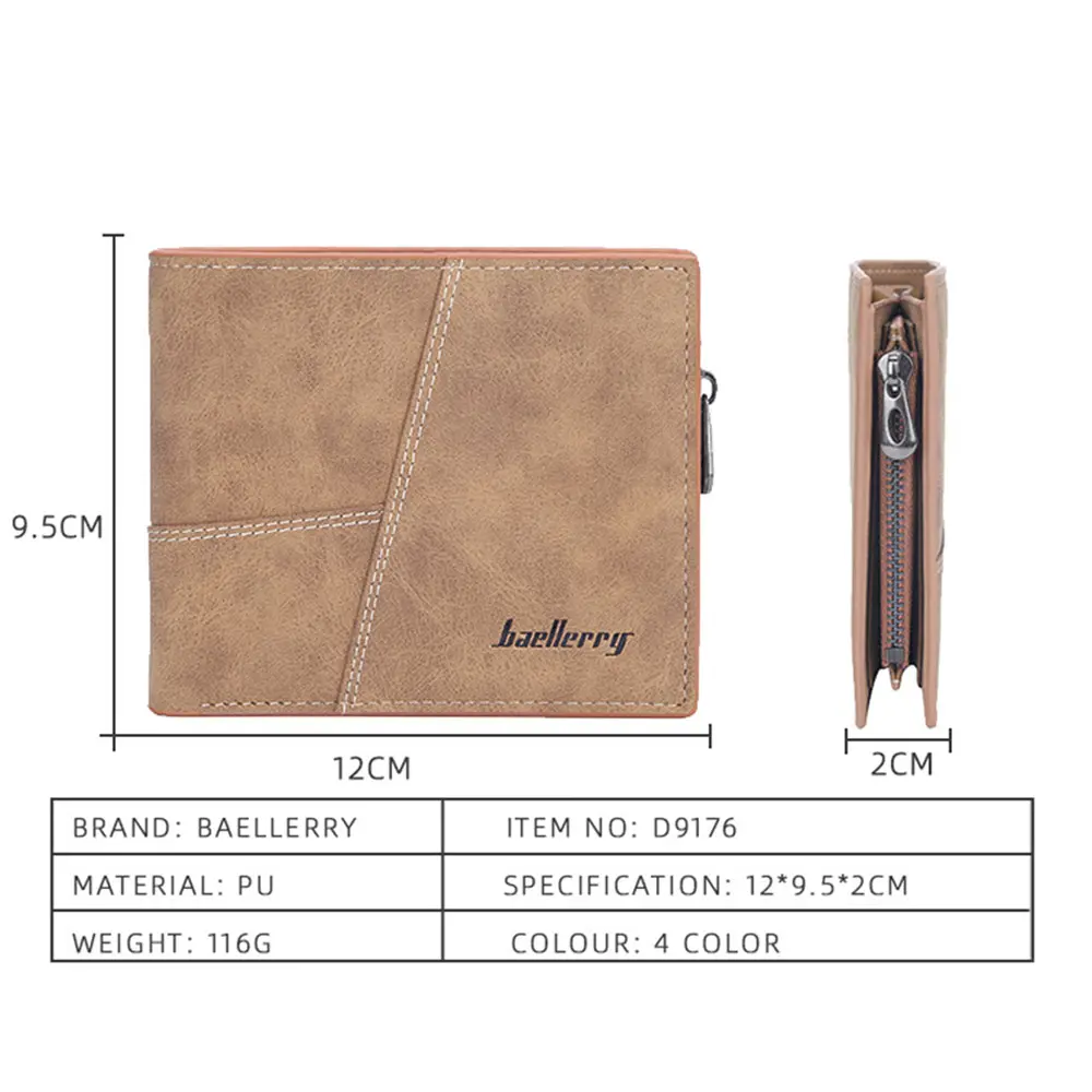 Baellerry High Quality Luxury Men Wallets Small Short Coin Pocket Male Purse Brand Card Holder PU Leather Men Wallets