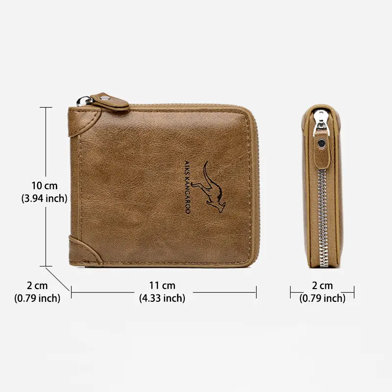PU Leather Wallet for Men Luxury Men's Purse Male Zipper Card Holders with Coin Pocket Rfid Wallets Gifts for Man Money Bag