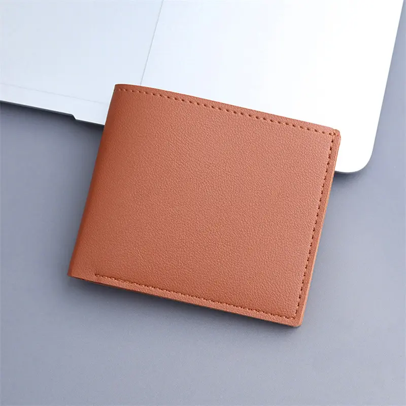 New Men Short PU Leather Wallet Simple Solid Color Thin Male Credit Card Holder Small Money Purses Business Foldable Wallet