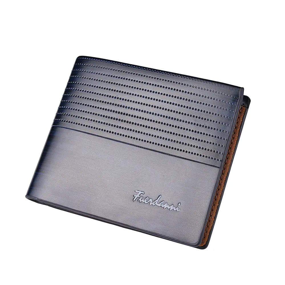 Fashion Geometry Stripe Embossing Leather Wallet Two-fold Leather Multiple Card Slots Card Holder Coin Purse