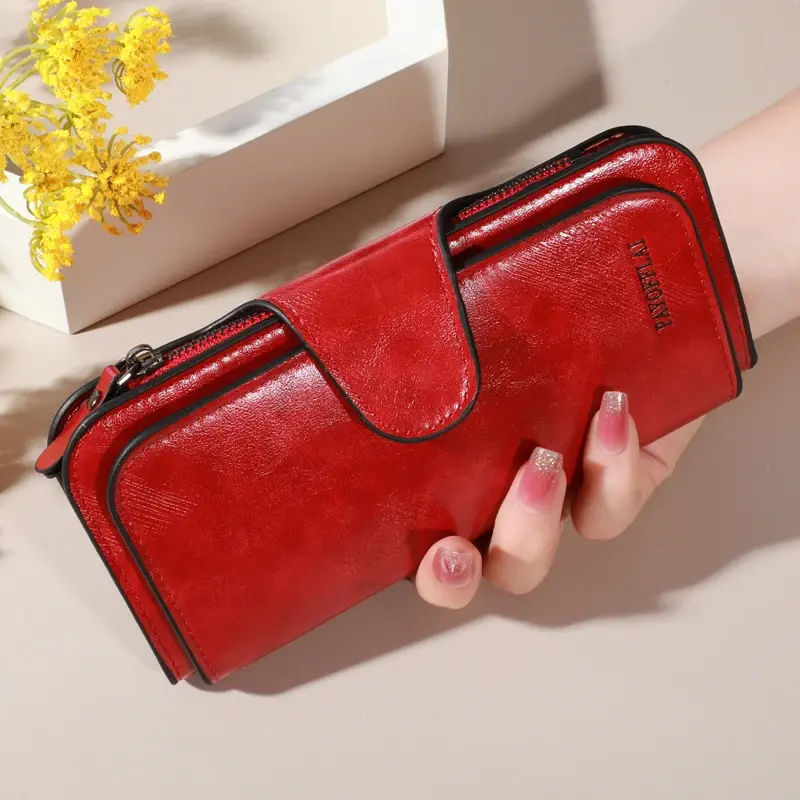 Men's long zipper wallet, high-quality Pu leather wallet, Men's business handbag, credit card holder wallet, Men's