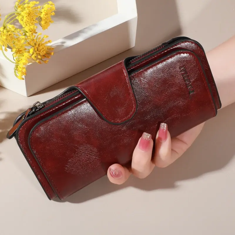 Men's long zipper wallet, high-quality Pu leather wallet, Men's business handbag, credit card holder wallet, Men's