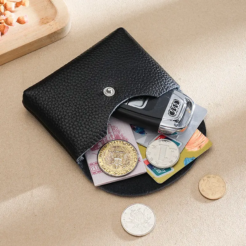 Custom Letters Fashion Women Short Wallet Genuine Leather Double Wallet Small Coin Purse Mini Credit Card Holder Key Storage Bag