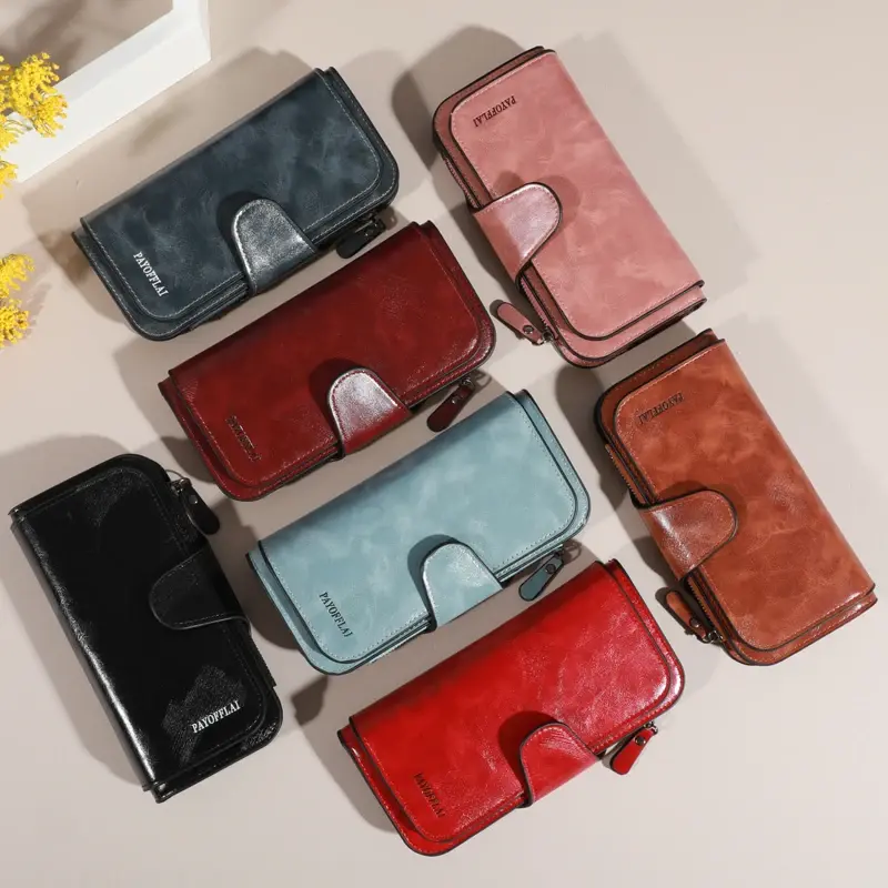 Men's long zipper wallet, high-quality Pu leather wallet, Men's business handbag, credit card holder wallet, Men's