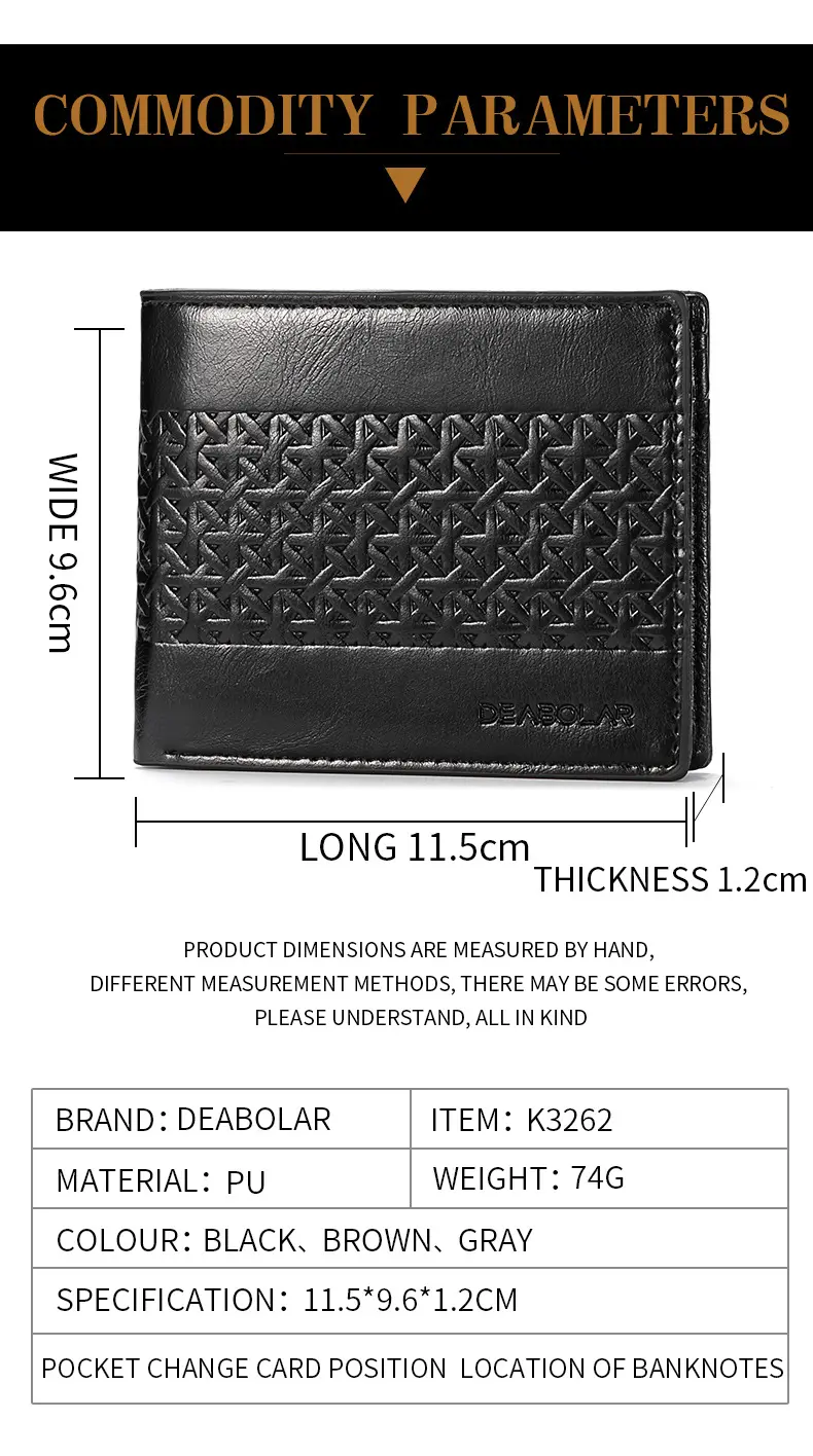 2023 Fashion Geometry Stripe Embossing Leather Wallet Two-fold Leather Multiple Card Slots Card Holder Coin Purse