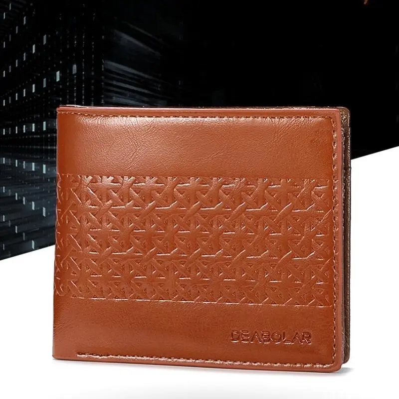 2023 Fashion Geometry Stripe Embossing Leather Wallet Two-fold Leather Multiple Card Slots Card Holder Coin Purse
