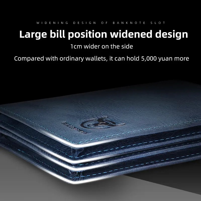 BULLCAPTAIN New 100% Leather Men's Wallet High Quality Product Leather Men's Wallet Multifunctional Card Slot Short Wallet QB017