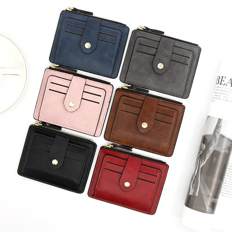 Small Fashion Credit ID Card Holder Slim Leather Wallet With Coin Pocket Man Money Bag Case For Men Mini Women Business Purse