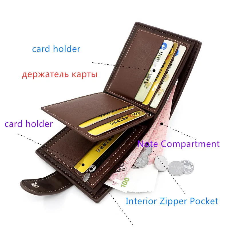 Men's Wallet Black/brown/coffee Business Card Holder Case Male Short Purse PU Leather Money Bag for Men Credit Card Wallet