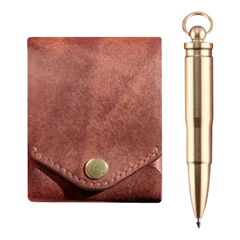 Multifunctional Compact Wallet Complimentary Fountain Pen Portable Wallet with Money Pocket Leather Card Holder Slim Card Holder
