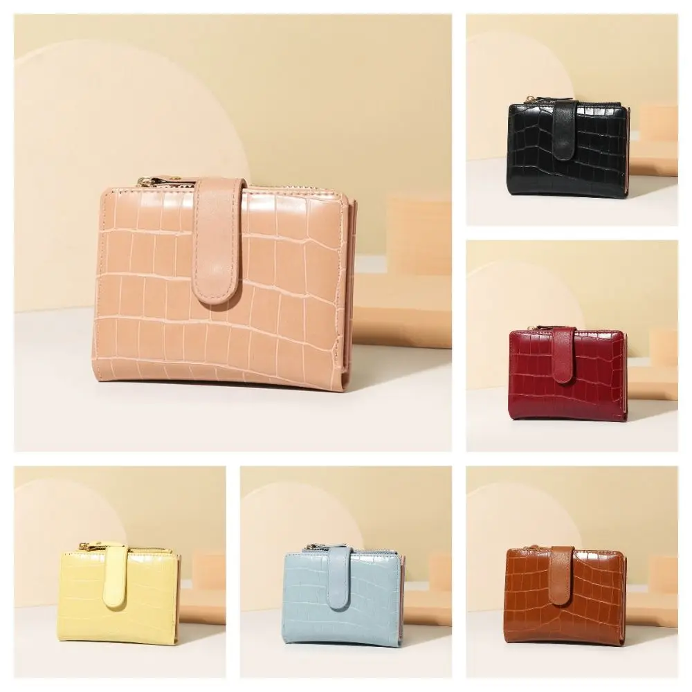 Gift PU Leather Women's Wallet 2 Folds Solid Color Mini Coin Pocket Anti-theft Waterproof Small Card Bag Unisex