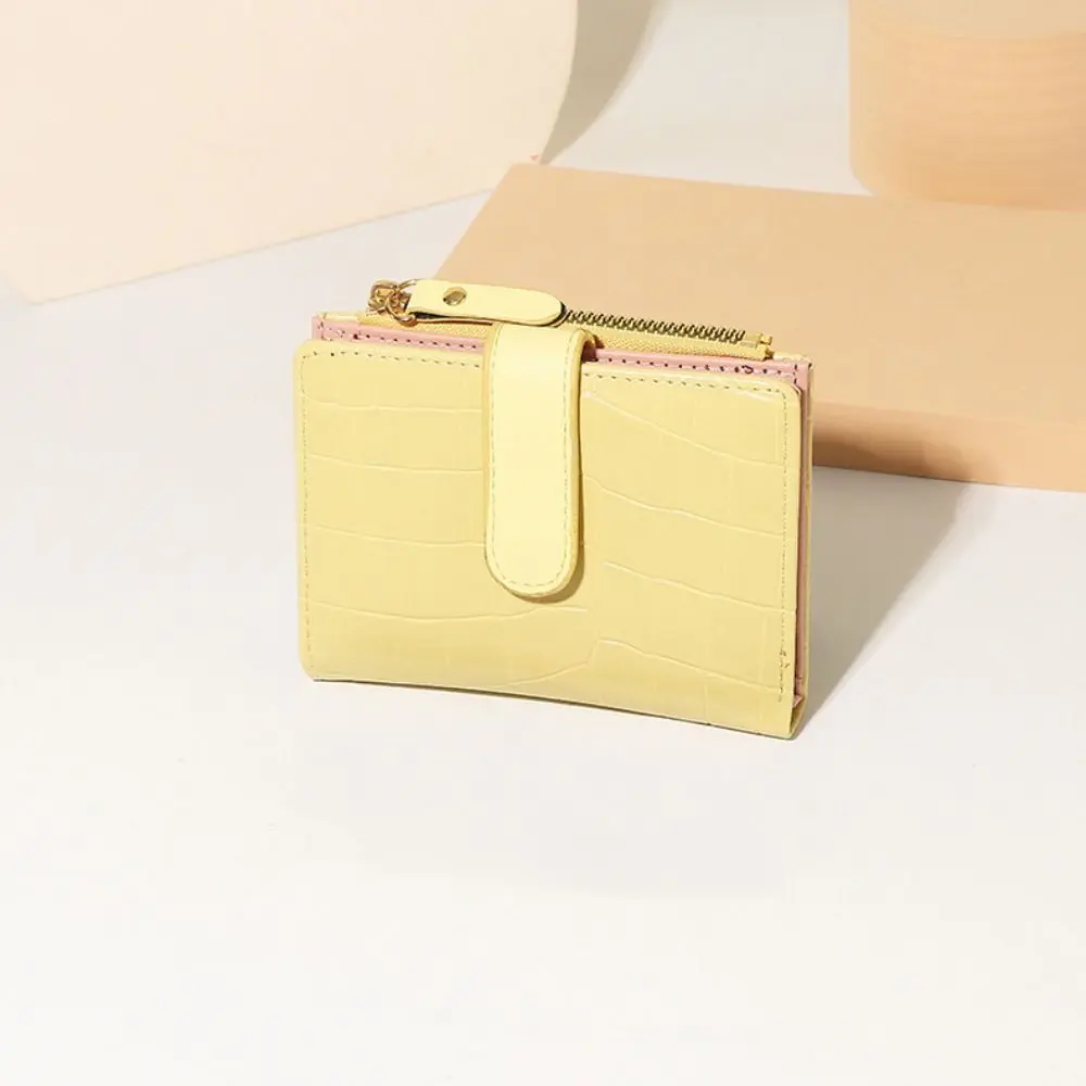 Gift PU Leather Women's Wallet 2 Folds Solid Color Mini Coin Pocket Anti-theft Waterproof Small Card Bag Unisex