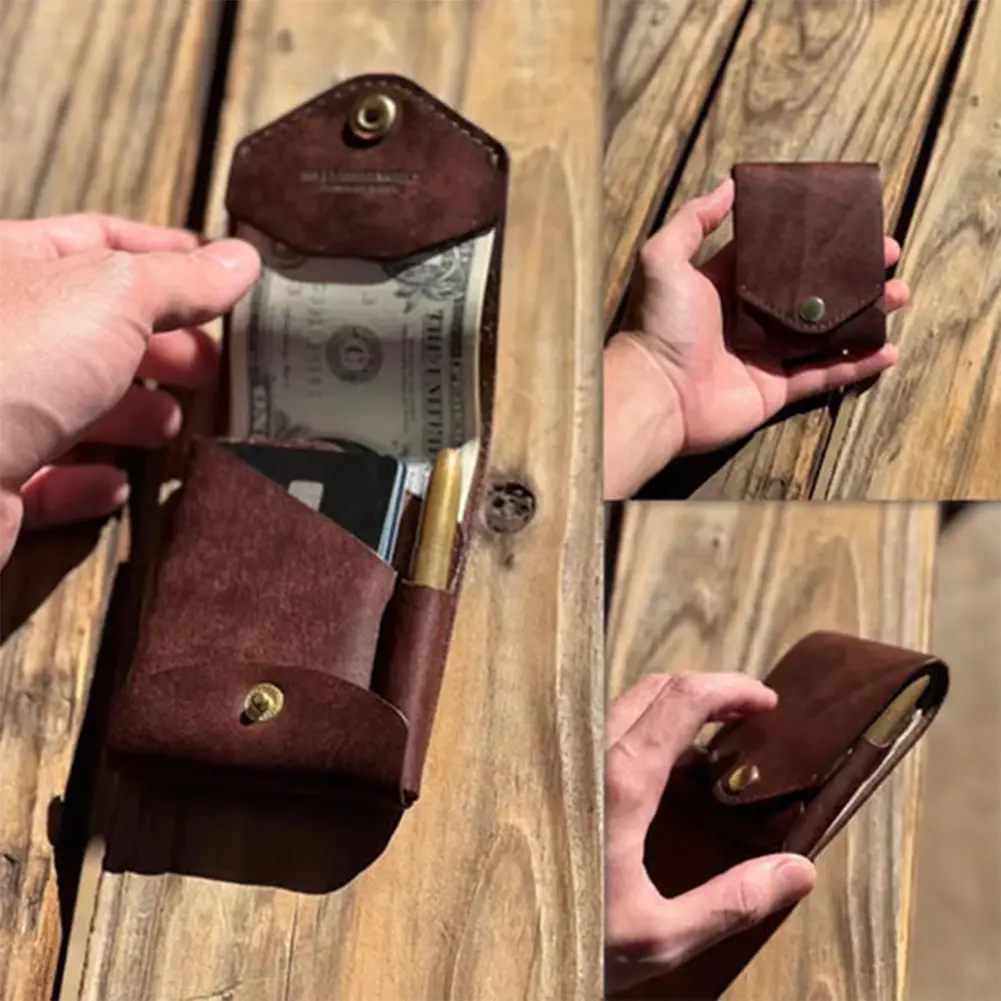 Multifunctional Compact Wallet Complimentary Fountain Pen Portable Wallet with Money Pocket Leather Card Holder Slim Card Holder