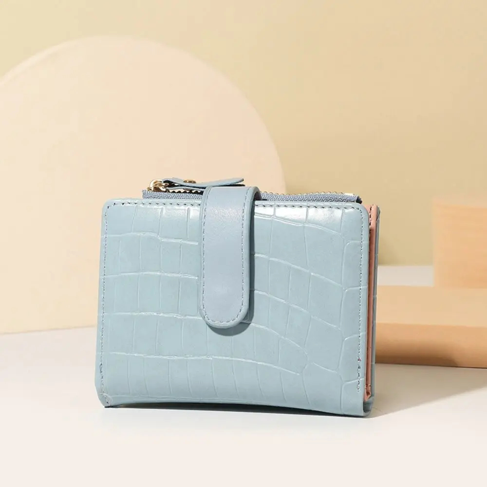 Gift PU Leather Women's Wallet 2 Folds Solid Color Mini Coin Pocket Anti-theft Waterproof Small Card Bag Unisex