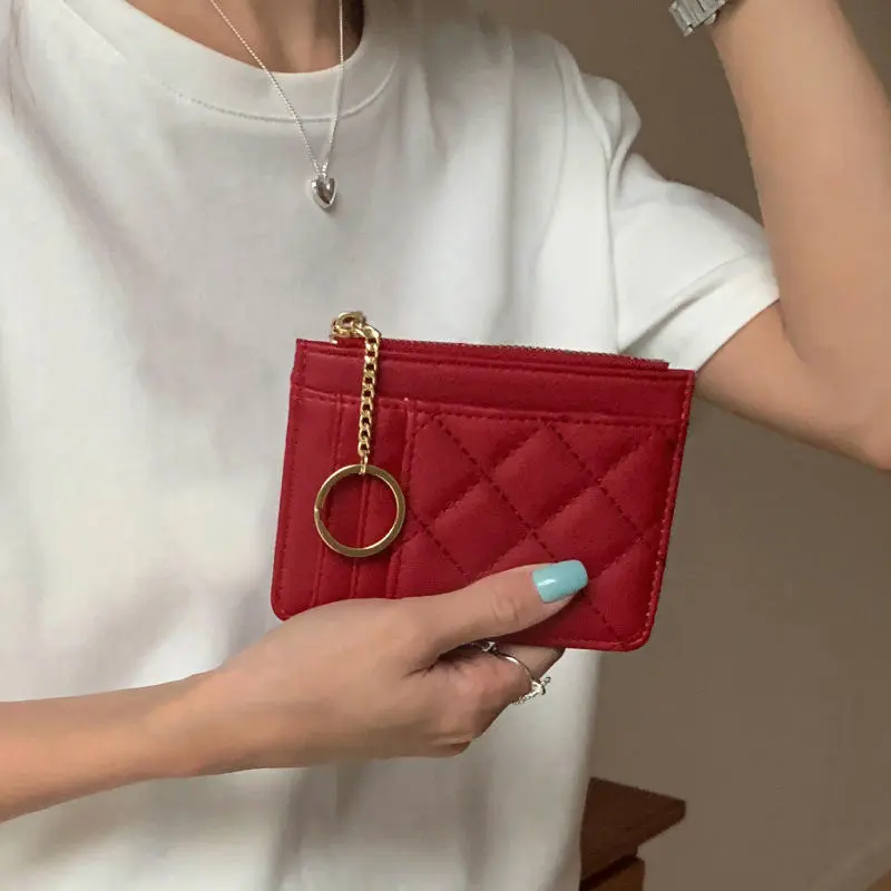 PU Leather Card Holder Woman Man Fashion Slim Mini Card Bag Solid Color Simple MiniBusiness Card Coin Purse