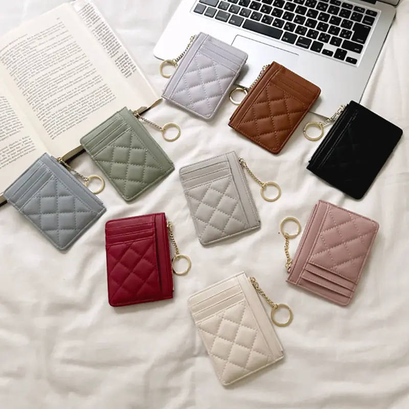 PU Leather Card Holder Woman Man Fashion Slim Mini Card Bag Solid Color Simple MiniBusiness Card Coin Purse