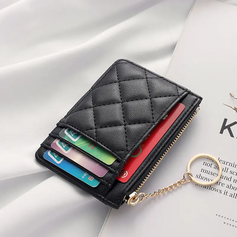 PU Leather Card Holder Woman Man Fashion Slim Mini Card Bag Solid Color Simple MiniBusiness Card Coin Purse