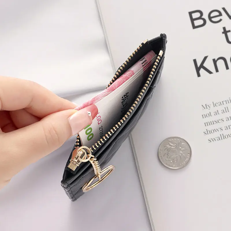PU Leather Card Holder Woman Man Fashion Slim Mini Card Bag Solid Color Simple MiniBusiness Card Coin Purse