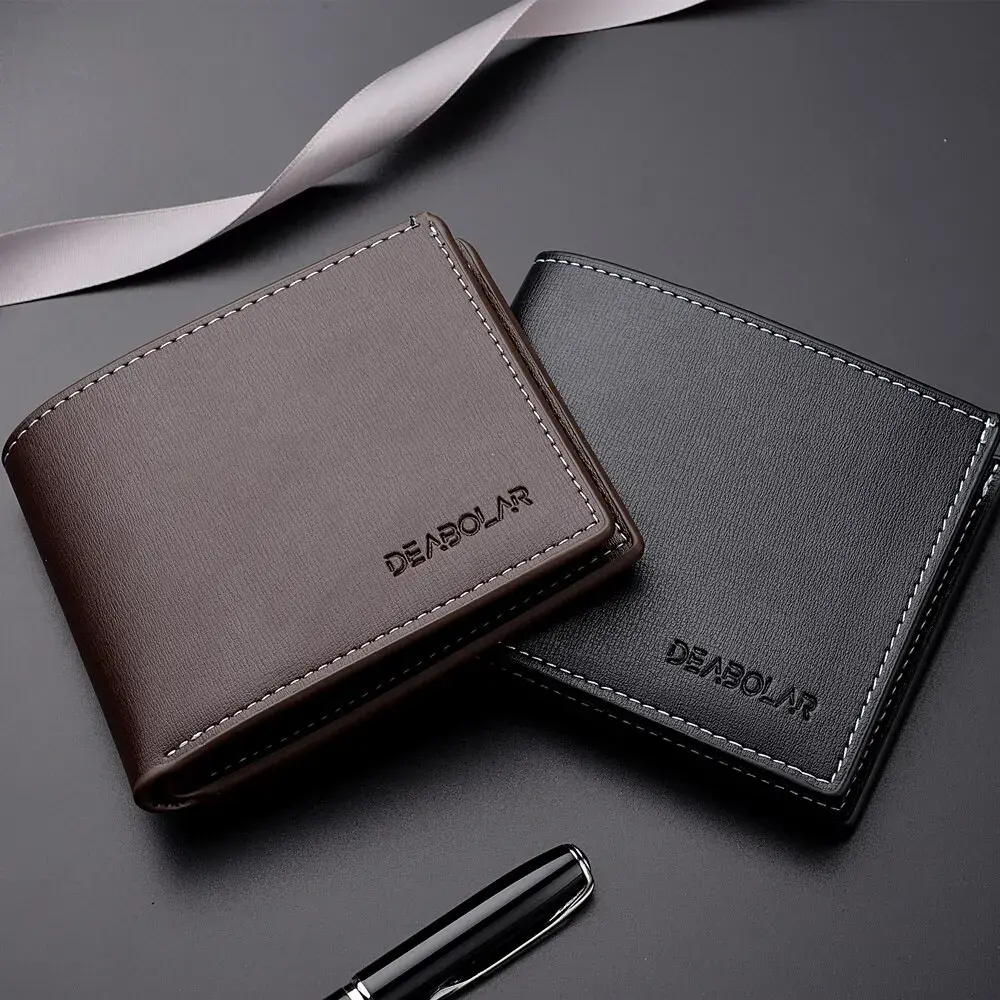 Pu Leather Men Short Wallet Thin Style Folding Young Men Credit Card Holder Wallet Carteras Plegables Para Hombre Carteira