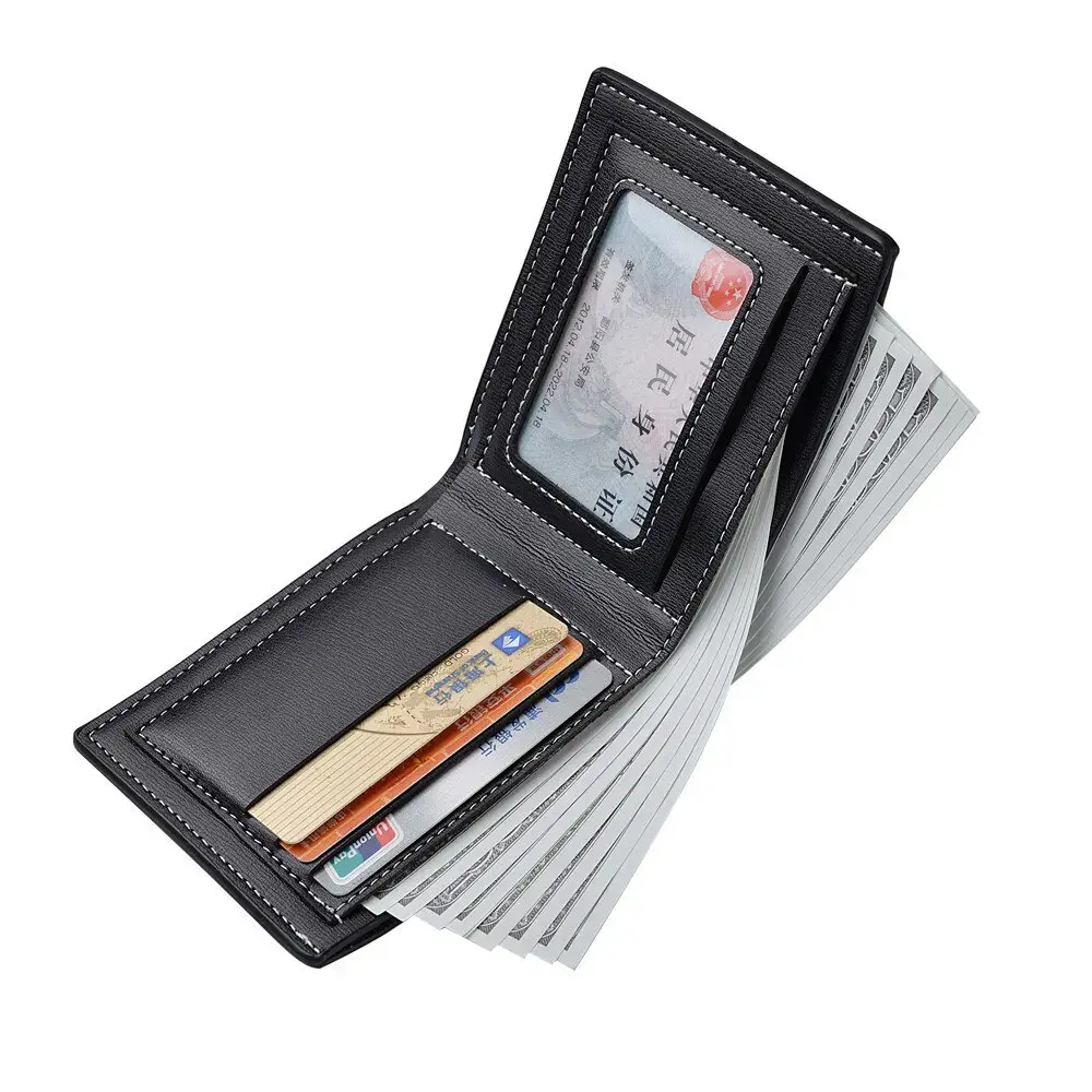 Pu Leather Men Short Wallet Thin Style Folding Young Men Credit Card Holder Wallet Carteras Plegables Para Hombre Carteira