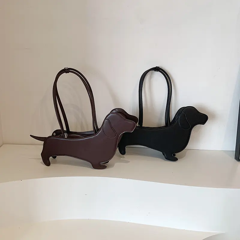 Novelty Cartoon Dog Shaped Armpit Purses Unique PU Leather Handbag Solid Designer Bag Funny Shoulder Bags Kawaii Girls Tote Bags