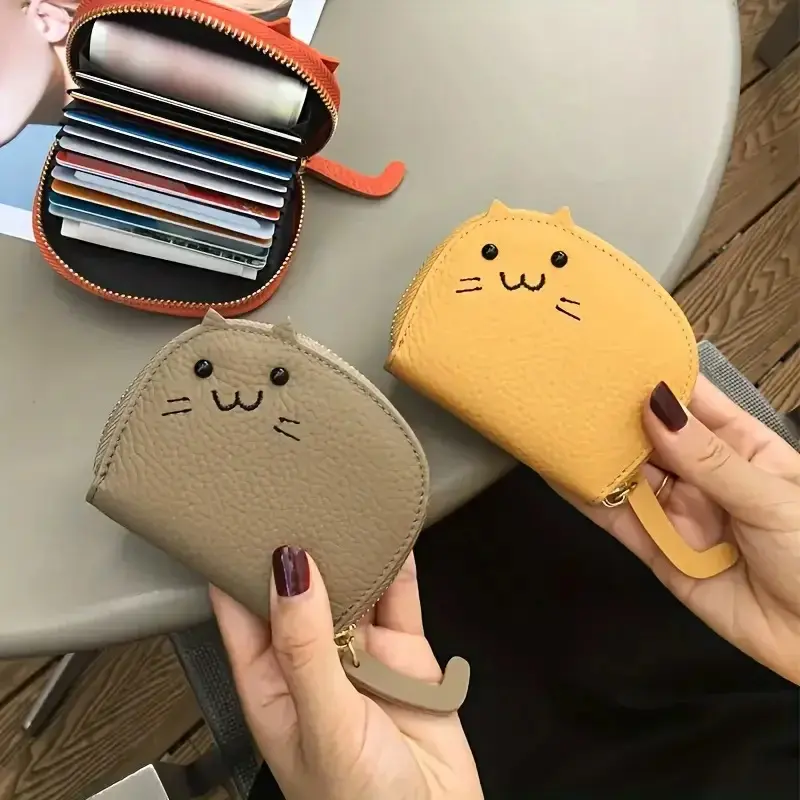 Cat-shaped Design Wallet Women's Multi-card Slots Holder Cute Fashion Faux Leather Coin Purse Creative ID Card Holder