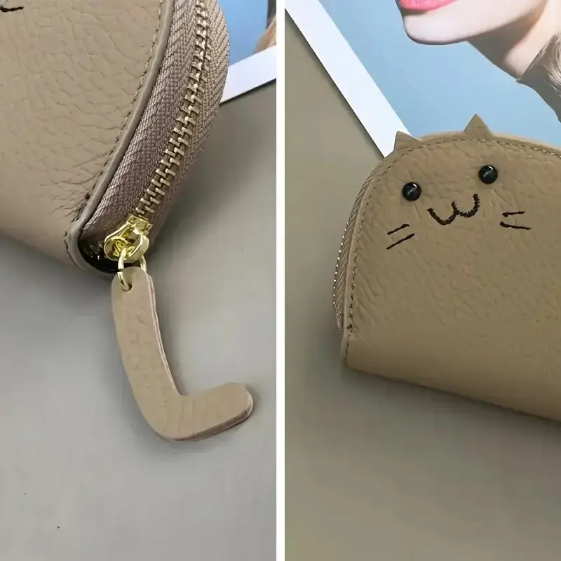 Cat-shaped Design Wallet Women's Multi-card Slots Holder Cute Fashion Faux Leather Coin Purse Creative ID Card Holder