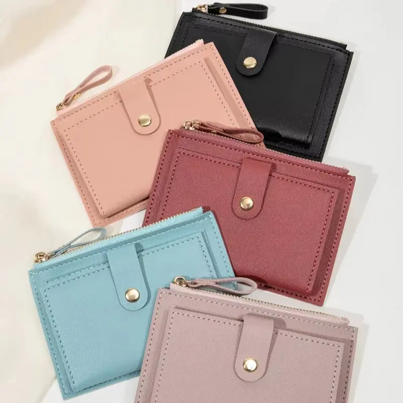 Minimalist and Fashionable Women's Short Card Bag, Ultra-thin Mini PU Leather Zero Wallet, Women's Credit Card Holder Wallet
