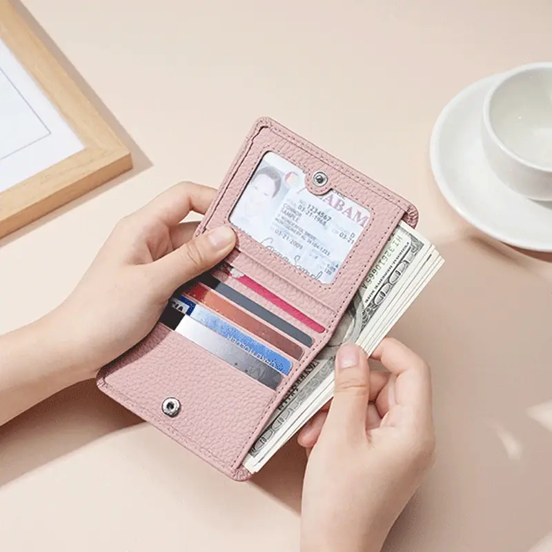 Genuine Leather RFID ID Credit Bank Business Card Holder Cowhide Coin Purse Bags Luxury Clutch Slim Pocket Wallets for Women