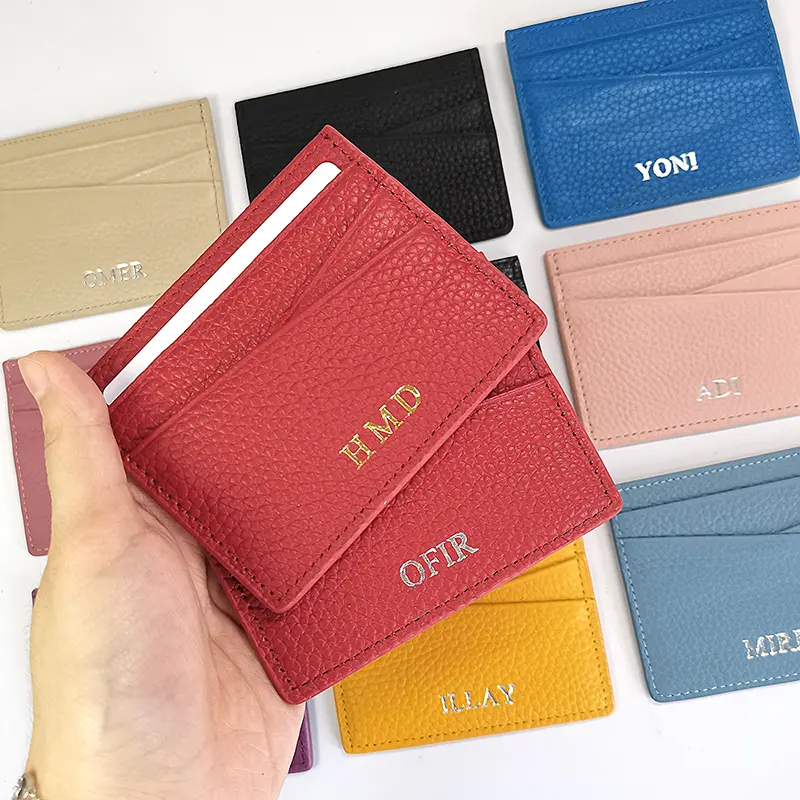 Genuine Leather Card Holder Woman Custom Name Designer Wallet Slim Luxury Card Wallet Man Engrave Initials Business Coin Purse