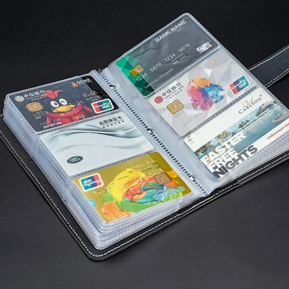96 Bits Solid Color Card Bag Money Saving Binder Book Savings Challenge Book PU Leather Card Bag Korean Style Clutch Bag