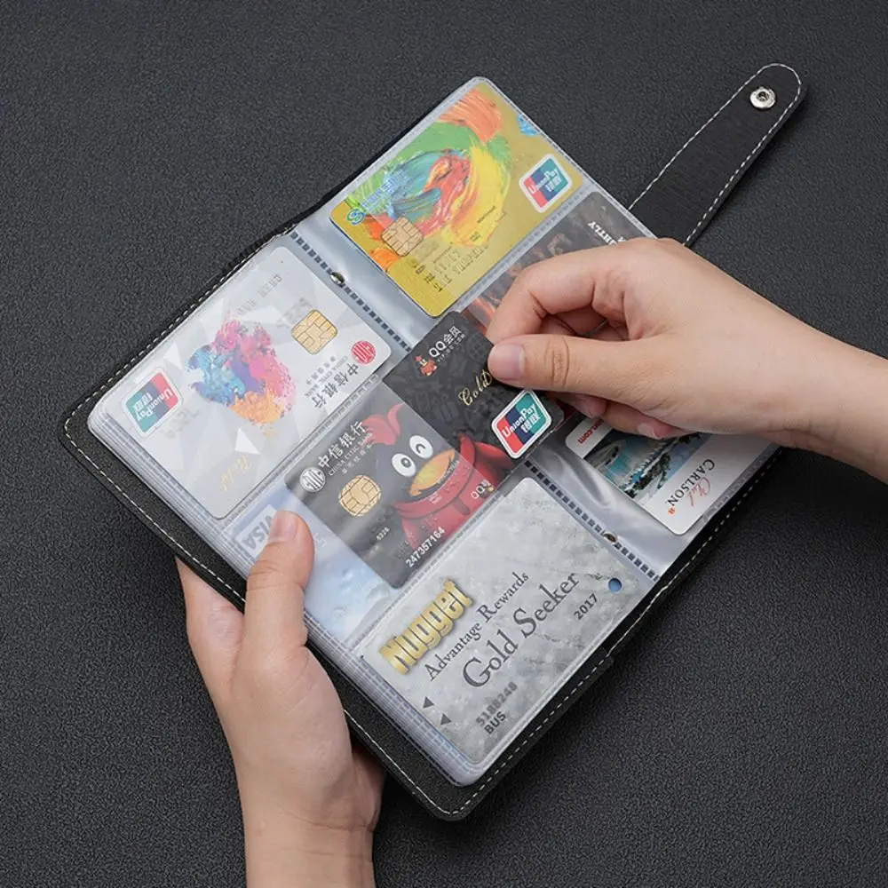 96 Bits Solid Color Card Bag Money Saving Binder Book Savings Challenge Book PU Leather Card Bag Korean Style Clutch Bag