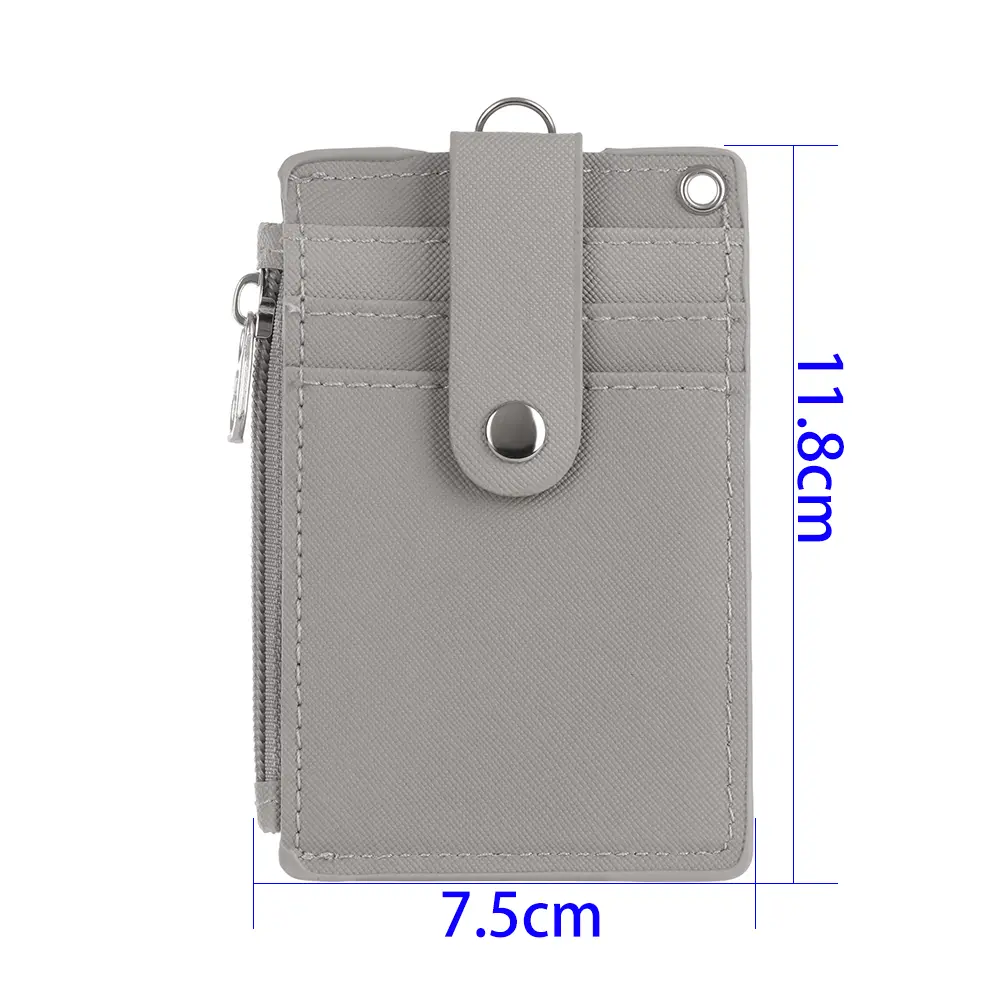 Fashion PU Leather Business ID Card Holder Credit Badge Holder Bus Cards Cover Coin Purse Wallet With Keychain