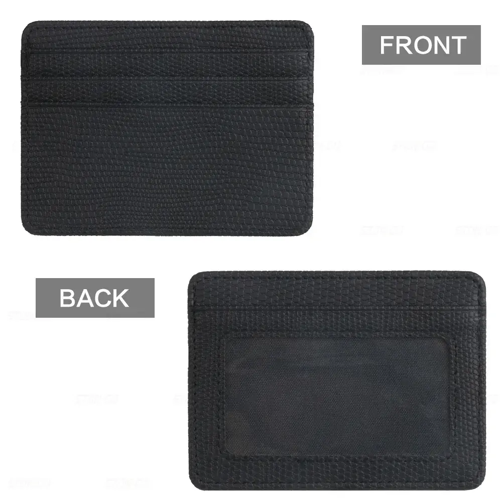 Mini Travel PU Leather Card Holder Wallet Lizard Pattern ID Window Case for Men Women Compact Wallet Organizer