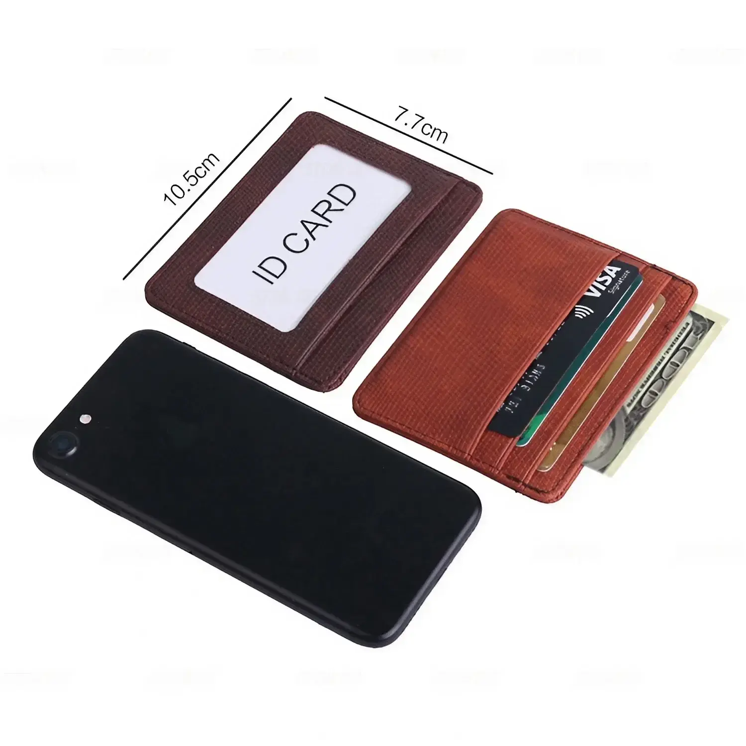 Mini Travel PU Leather Card Holder Wallet Lizard Pattern ID Window Case for Men Women Compact Wallet Organizer