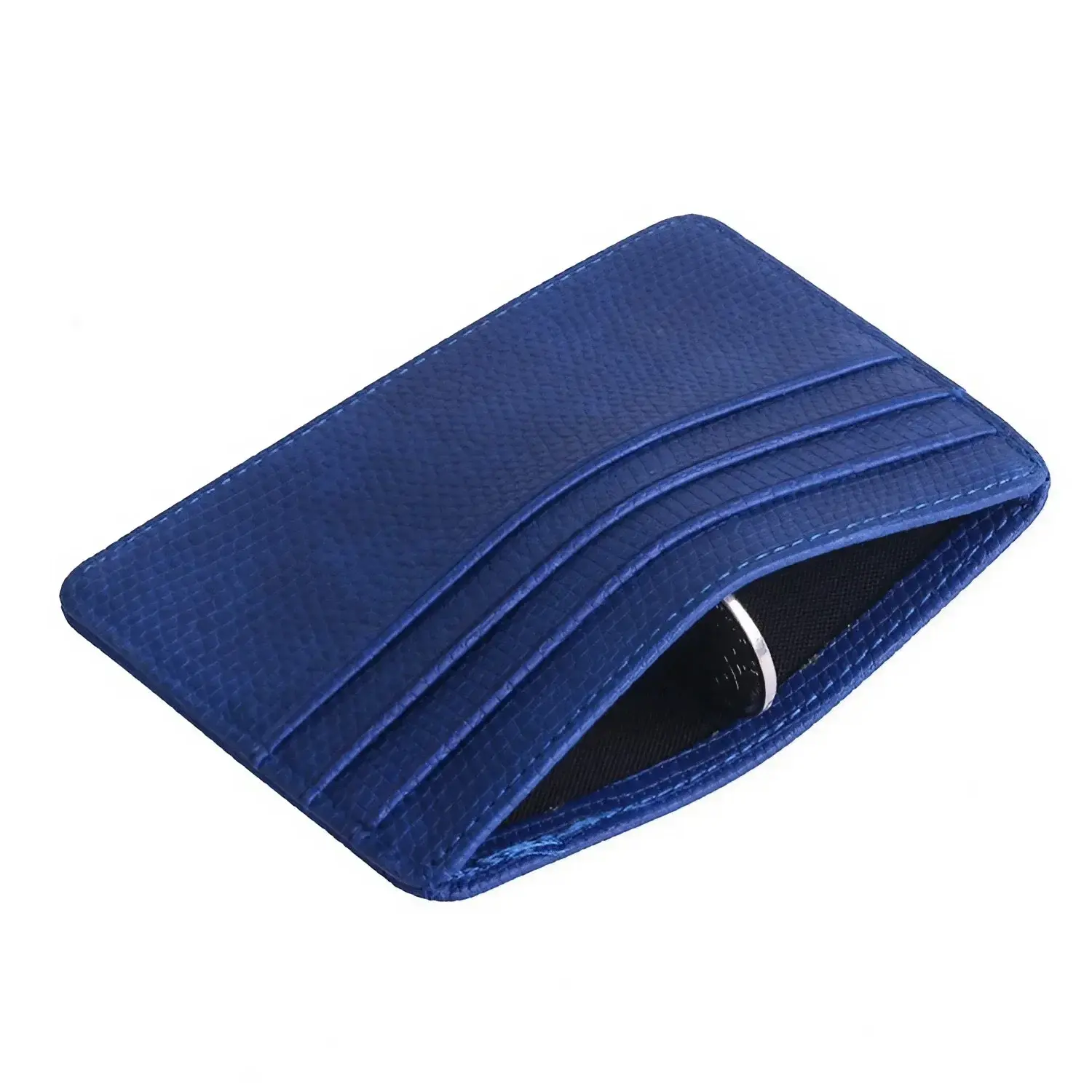 Mini Travel PU Leather Card Holder Wallet Lizard Pattern ID Window Case for Men Women Compact Wallet Organizer